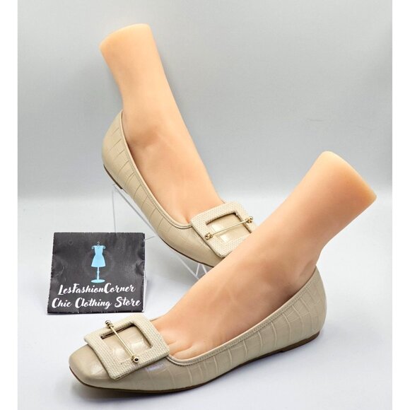 NWOB Zac Zac Posen Women's Beige Leather Vonte Skimmer Square Flats Sz 9.5 2692 - Picture 5 of 16